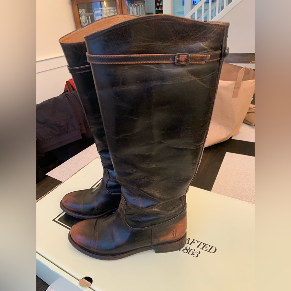 Frye Dark Brown Women’s Leather Riding Boots
